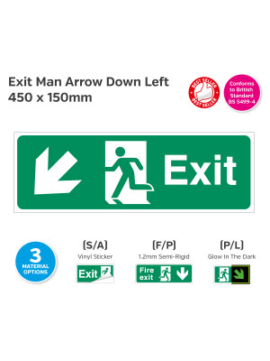 Exit Man Arrow Down Left Sign