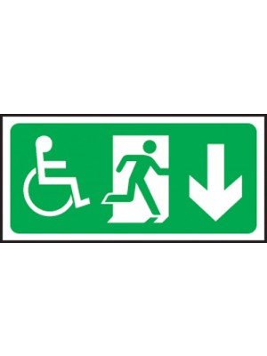 Disabled Exit Arrow Down 150x300mm