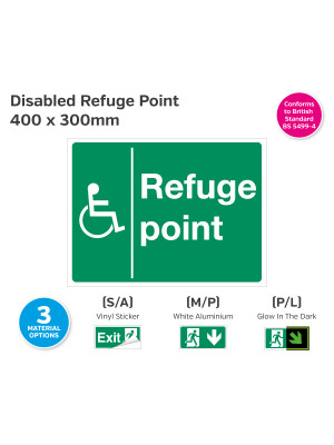 Disabled Refuge Point Notice - 400 x 300mm