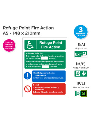 Disabled Refuge Point Fire Action Notice  - A5
