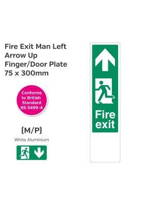 Fire Exit Man Left Arrow Up Finger/Door Plate