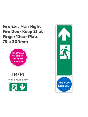 Fire Exit Man Right Arrow Up Fire Door Keep Shut Finger/Door Plate