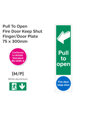 Pull to Open Arrow Left Fire Door Keep Shut Finger/Door Plate
