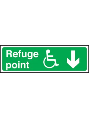 Disabled Refuge Point Arrow Down 150x450mm
