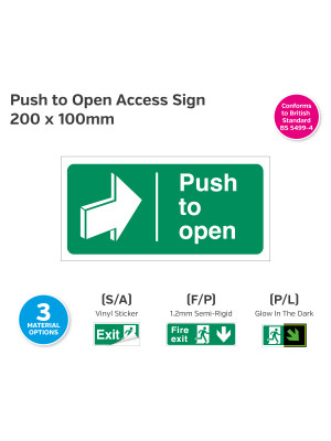 Push to Open Sign - 200 x 100mm