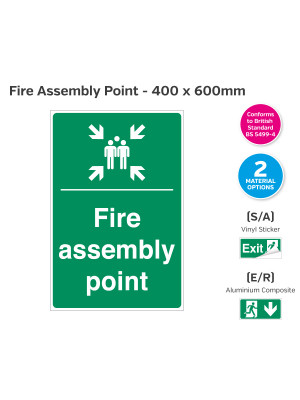 Wall Mounted Fire Assembly Point Sign - 400 x 600mm