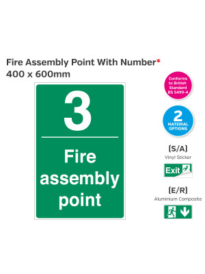 Wall Mounted Fire Assembly Point with Number* - 400 x 600mm