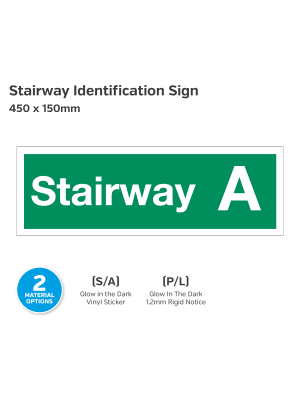 Stairway Identification Sign - (Number or Letter) - 450 x 150mm