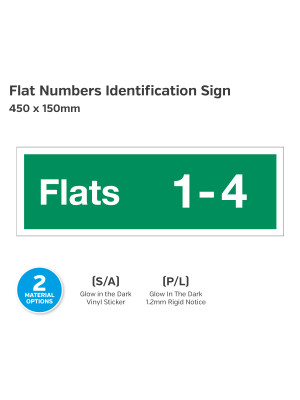 Flat Numbers Identification Sign - 450 x 150mm