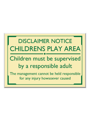 Exterior Wall Mounted Children's Play Area Disclaimer Notice
