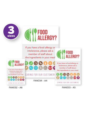 Customer Allergen Symbols & Ingredients Awareness Pub & Café Notice (2 x Display Options)