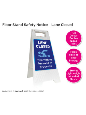 Lane Closed - Swimming Lessons In Progress Portable Floor Stand Safety Notice - FL061