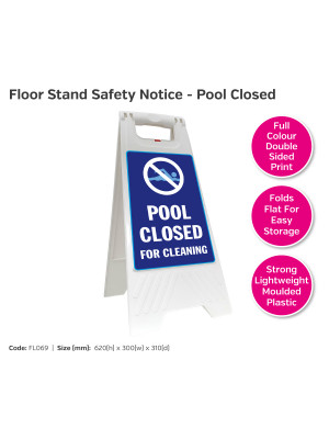 Pool Closed Portable Floor Stand Safety Notice- FL069