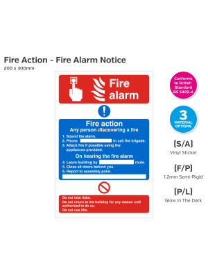 Dual Fire Alarm & Fire Action Notice - 200 x 300mm