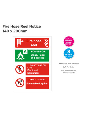 Fire Hose Reel Equipment Sign - 140 x 200