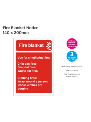 Fire Blanket Extinguisher Equipment Sign - 140 x 200mm