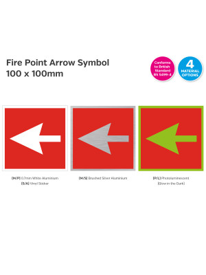 Fire Point Arrow Symbol Sign - 100 x 100mm