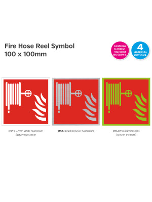 Fire Hose Reel Symbol Sign - 100 x 100mm
