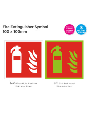 Fire Extinguisher Symbol Sign - 100 x 100mm