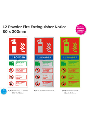 L2 Powder Fire Extinguisher Notice - 80 x 200mm
