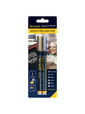 Gold and Silver Interior Chalk Marker Pens - 1-2mm nib - Pack of 2 | AB167