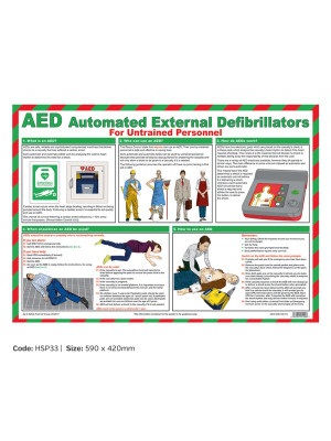 AED first aider guidance poster - HSP33