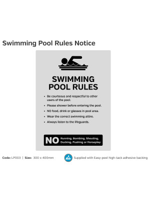 Swimming Pool Rules Notice - LP003