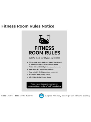 Fitness Room Rules Notice - LP004