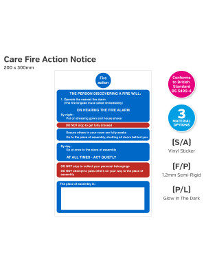 Care Fire Action Notice 200 x 300mm