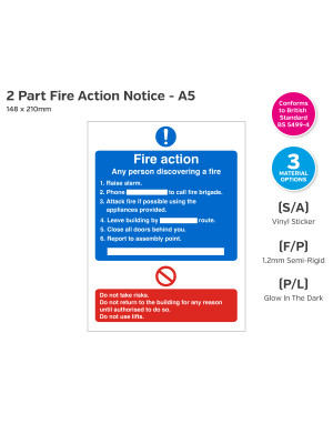 2 Part Fire Action Notice - A5