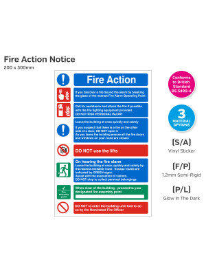 Fire Action Notice - 200 x 300mm
