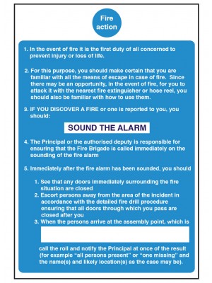 Care Fire Action Sound the Alarm Safety Sign