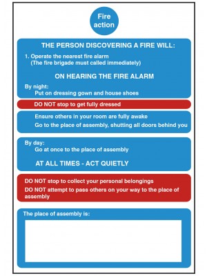Care Fire Action Safety Sign