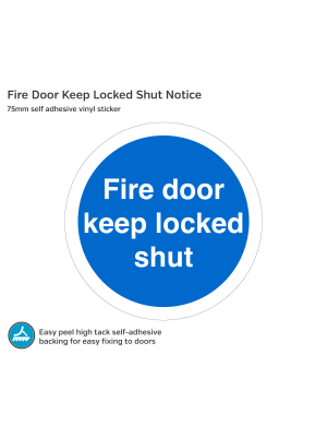 Fire Door Keep Locked Shut - 75mm Vinyl Sticker