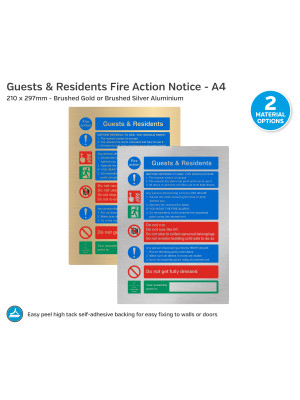 Premium Guests & Residents Fire Action Notice  - A4