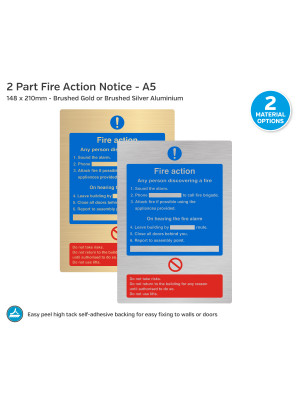 Premium 2 Part Fire Action Notice  - A5