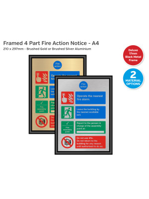 Premium 4 Part Fire Action Notice  - A4 Framed