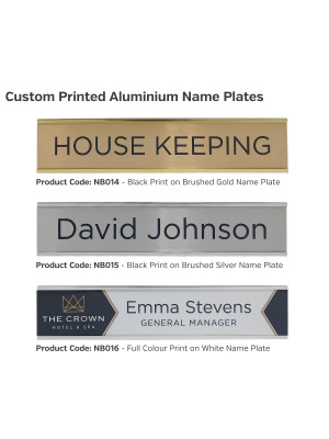 Custom Printed Aluminium Name Plates - Choice of 3 Colours