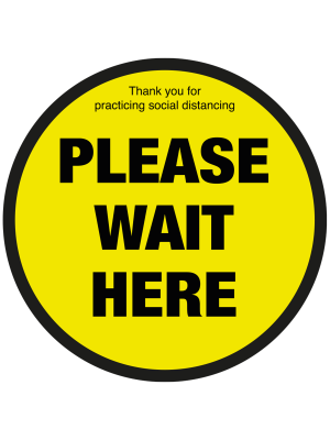 Please Stand here with symbol social distancing floor graphic