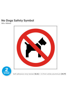 No Dogs Symbol Sign - 100 x 100mm