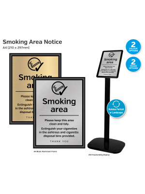 Smoking Area Notice  - A4 Framed