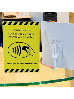 Please pay by contactless card whenever possible countertop freestanding notice