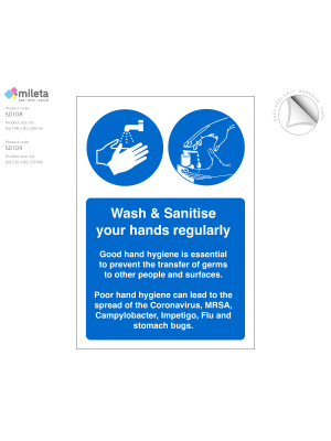 Please Wash & Sanitise Your Hands Regularly - Vinyl Sticker