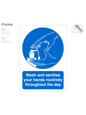 Wash & Sanitise Your Hands Routinely Throughout The Day - Vinyl Sticker