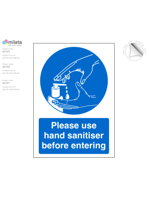 Please Use Hand Sanitiser Before Entering - Vinyl Sticker