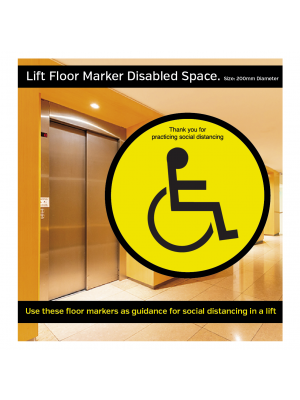Disabled symbol social distancing floor vinyl graphic.