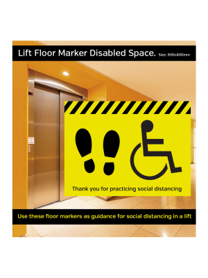 Disabled symbol social distancing floor vinyl graphic. 400x300mm