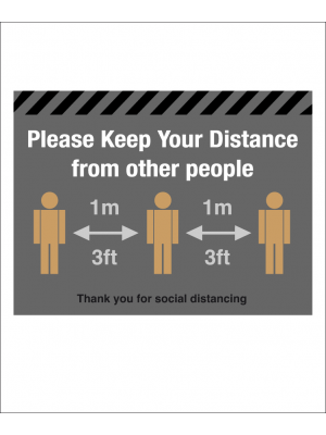 Please keep your distance from other people floor graphic