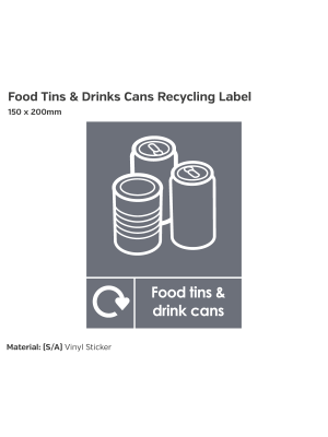 Food Tins & Drink Cans Recycling Label - Vinyl Sticker