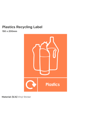 Plastics Only Waste Recycling Label - Vinyl Sticker